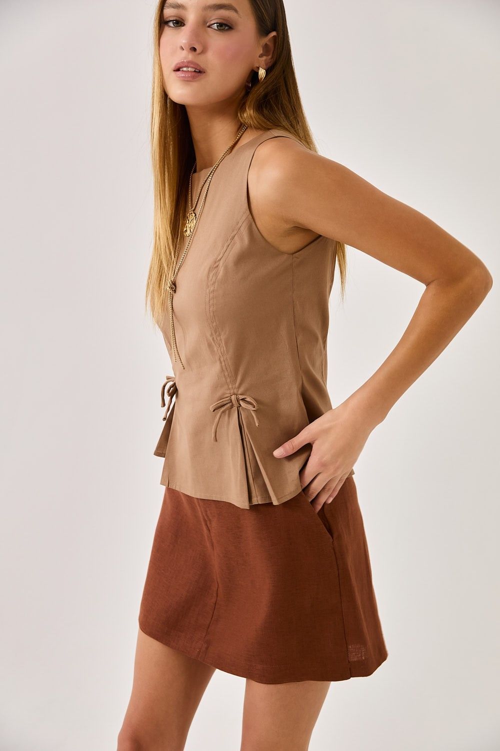 Blusa Regata Femina Tricoline Laços Mônaco