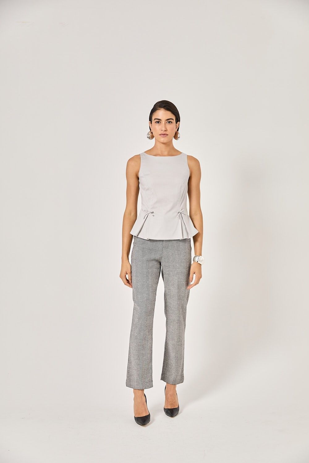 Blusa Regata Femina Tricoline Laços Mônaco