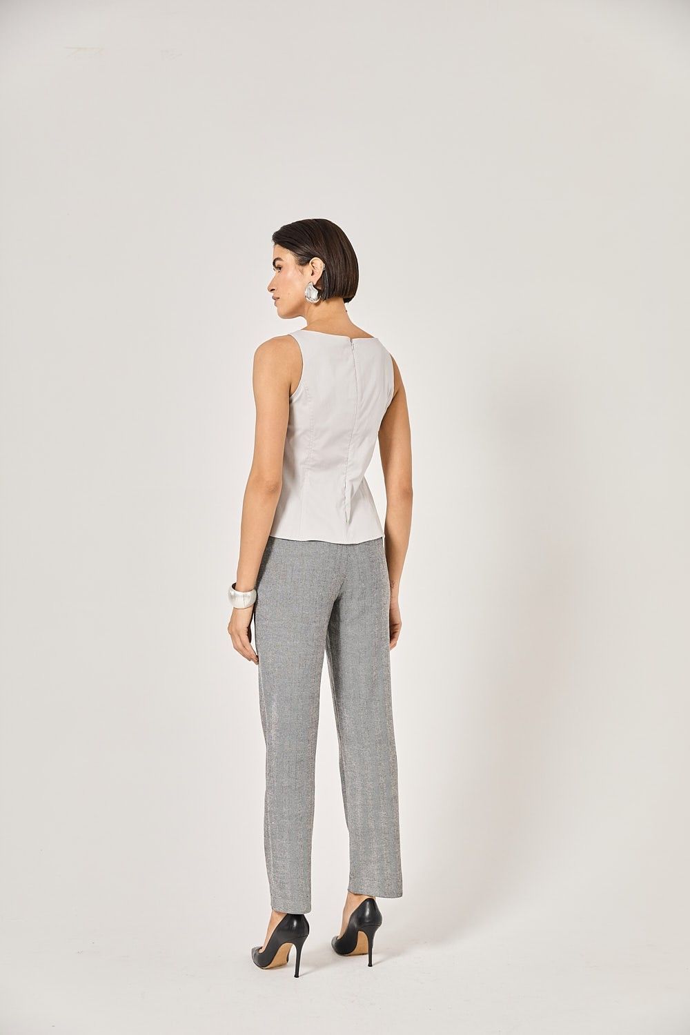 Blusa Regata Femina Tricoline Laços Mônaco