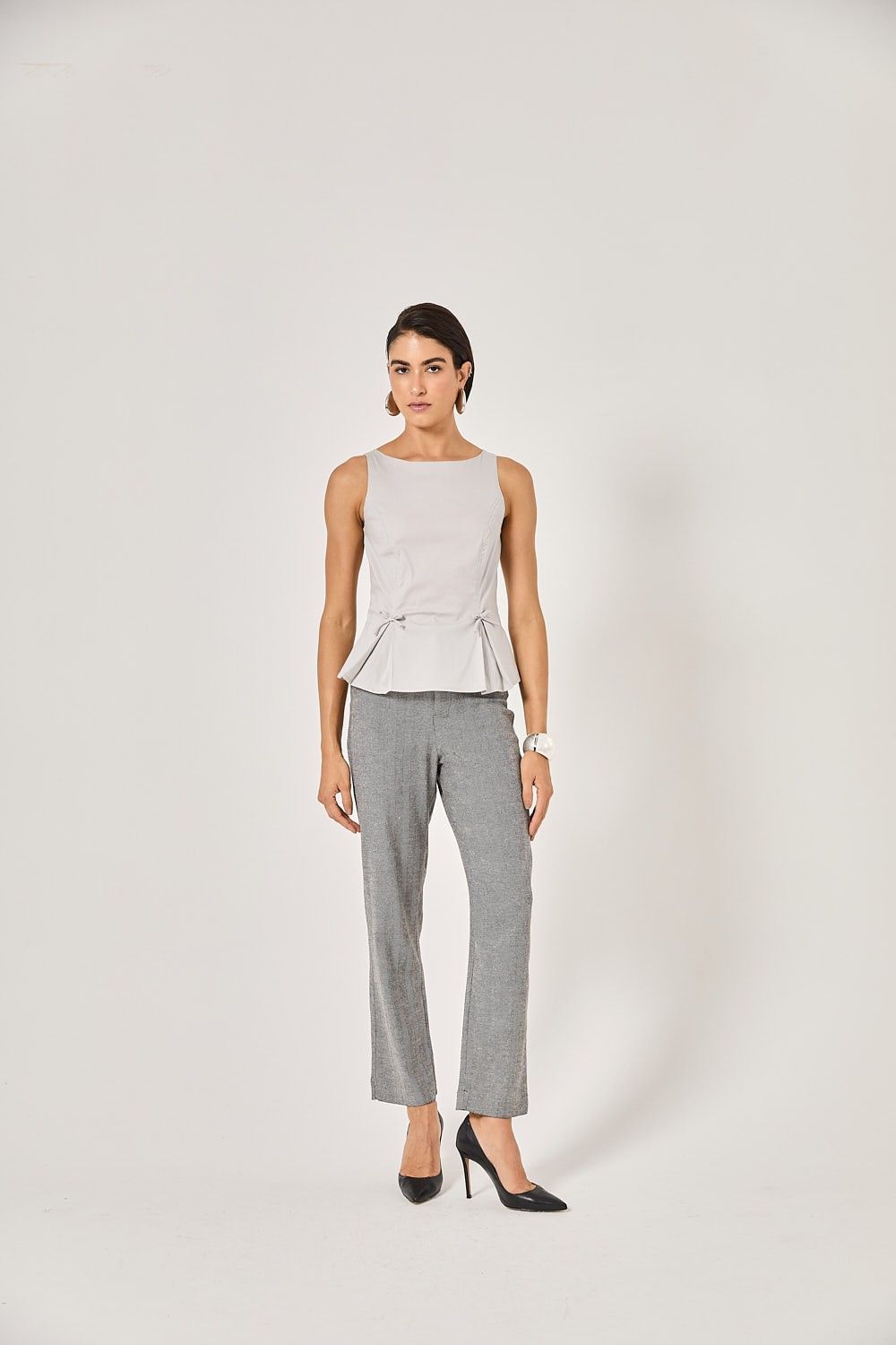 Blusa Regata Femina Tricoline Laços Mônaco