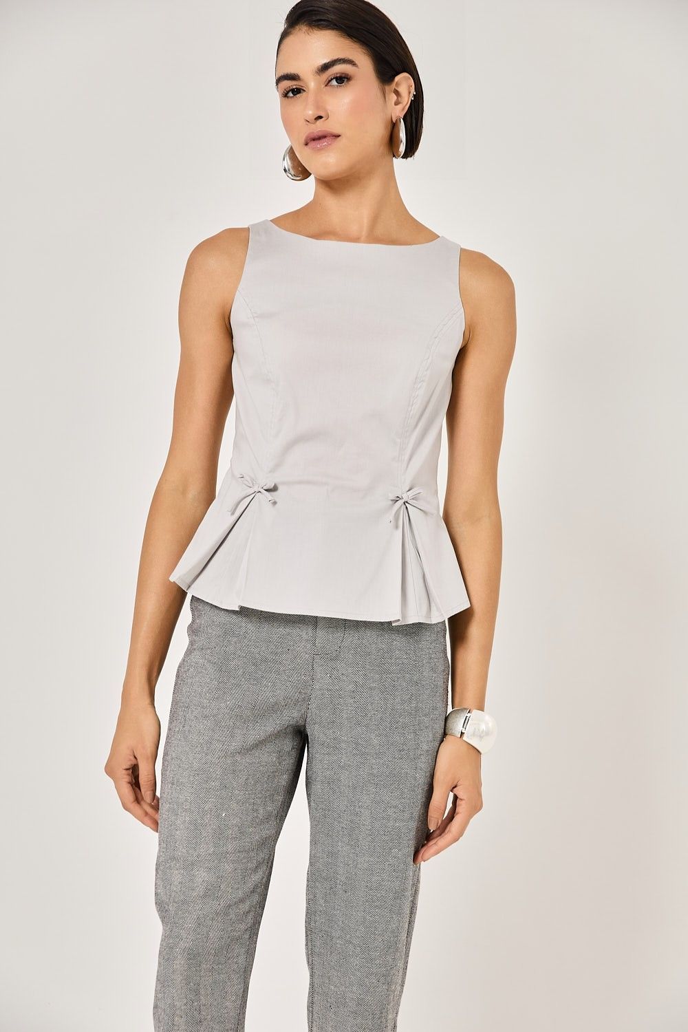 Blusa Regata Femina Tricoline Laços Mônaco