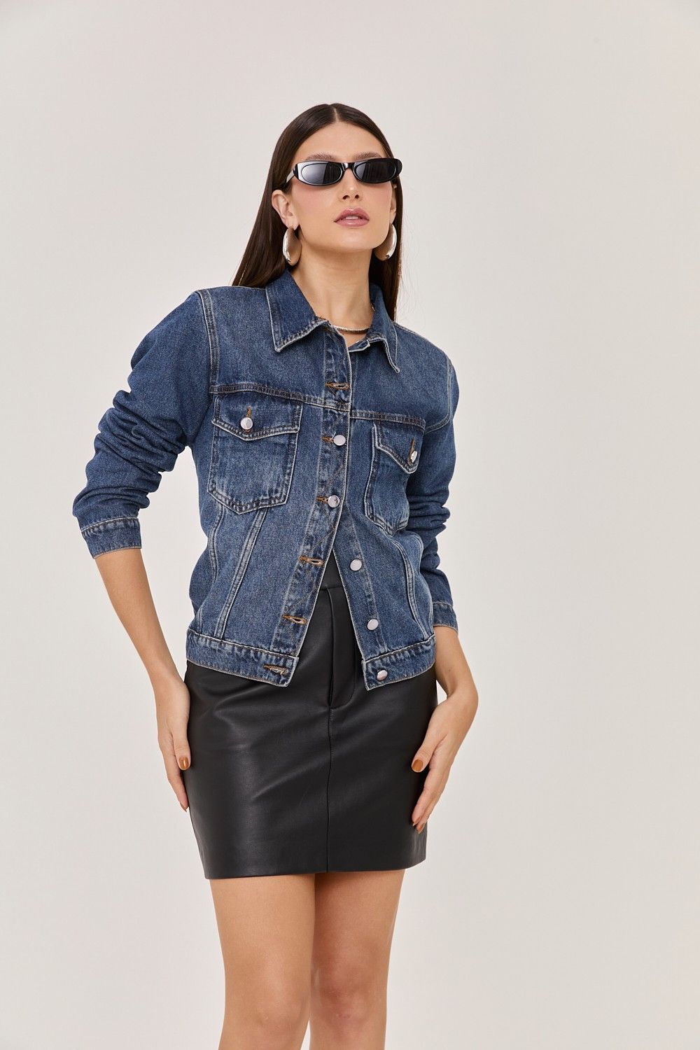 Jaqueta Jeans Pespontos Lina