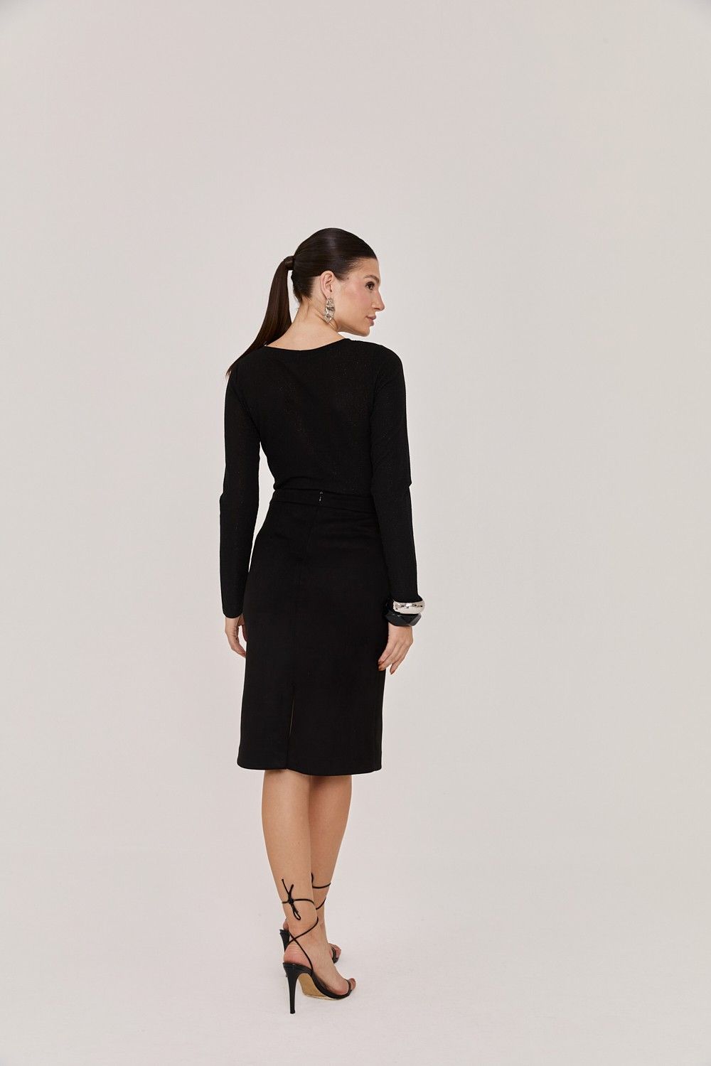 Saia Midi Malha Suede Ravena