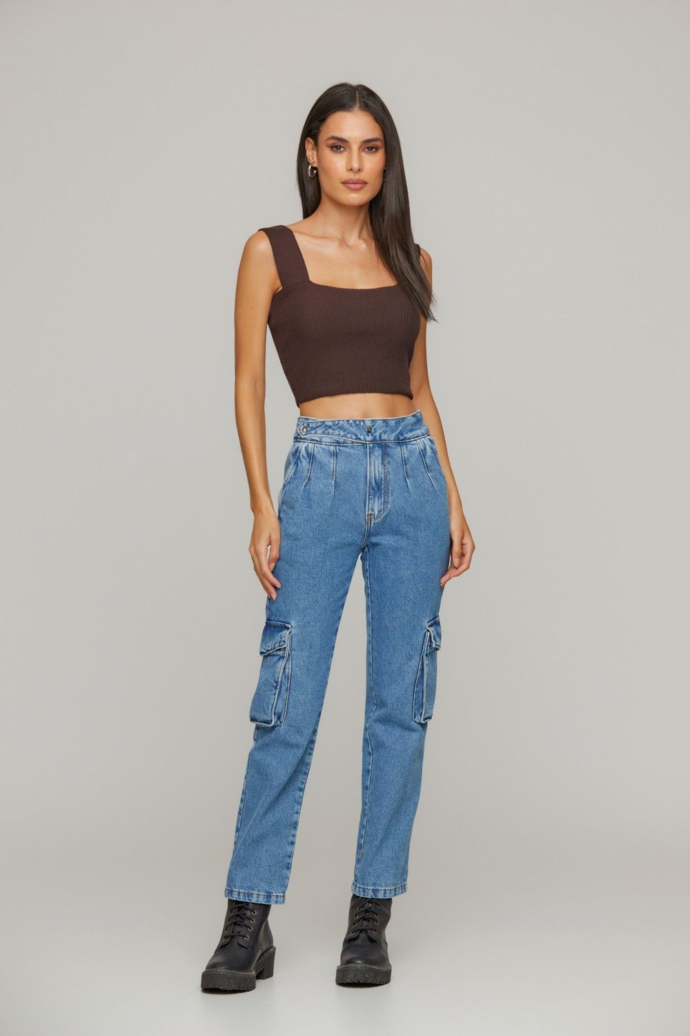 Calça Feminina Blooklyn Cargo Jeans