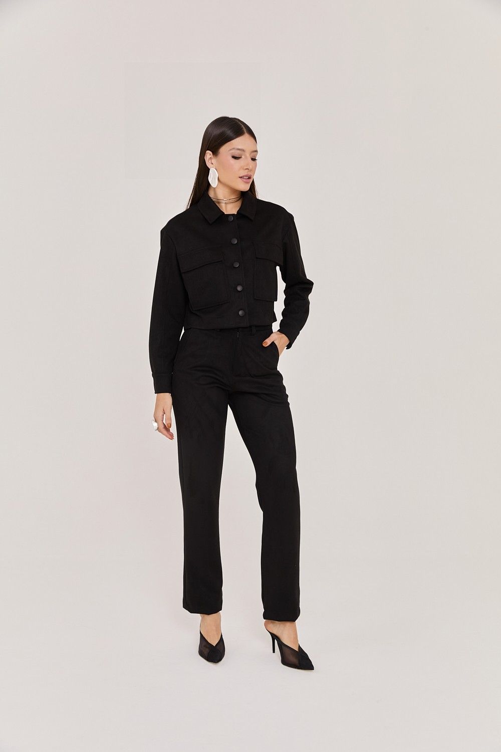  Jaqueta Feminina Malha Suede Romana