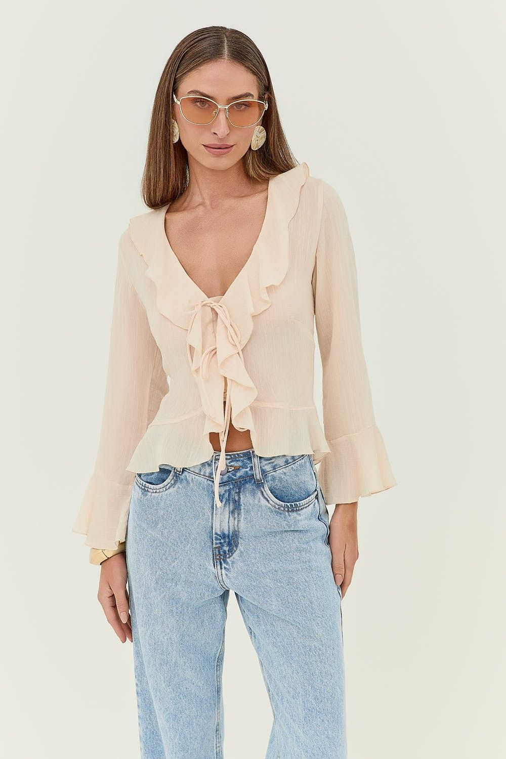 Blusa Feminina Babados e Amarração Lorraine