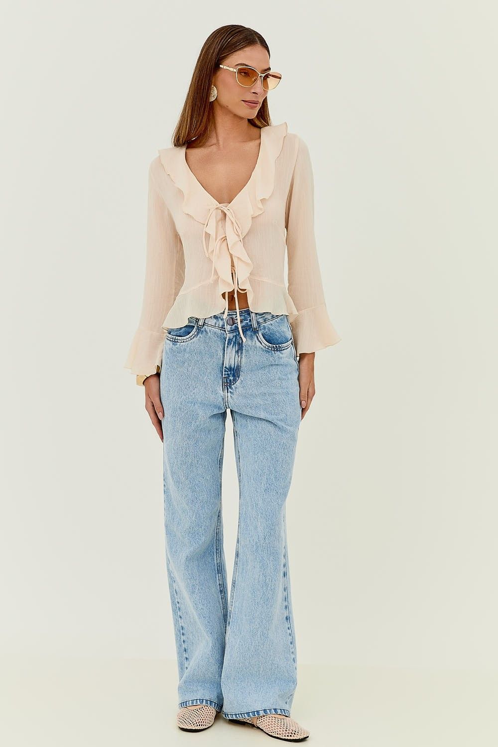 Blusa Feminina Babados e Amarração Lorraine