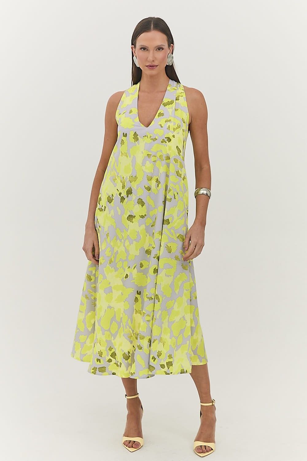 Vestido Midi Estampa com Bolsos Emilia