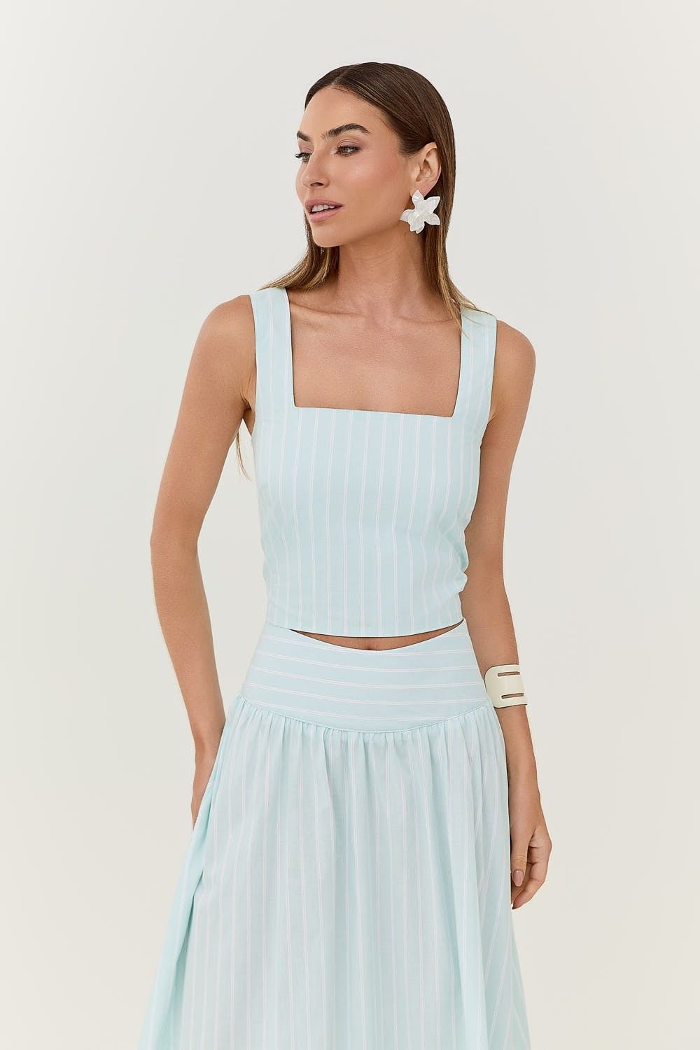 Blusa Top Alças Estampa Listras Malu