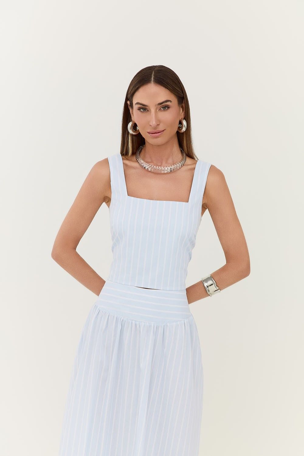 Blusa Top Alças Estampa Listras Malu