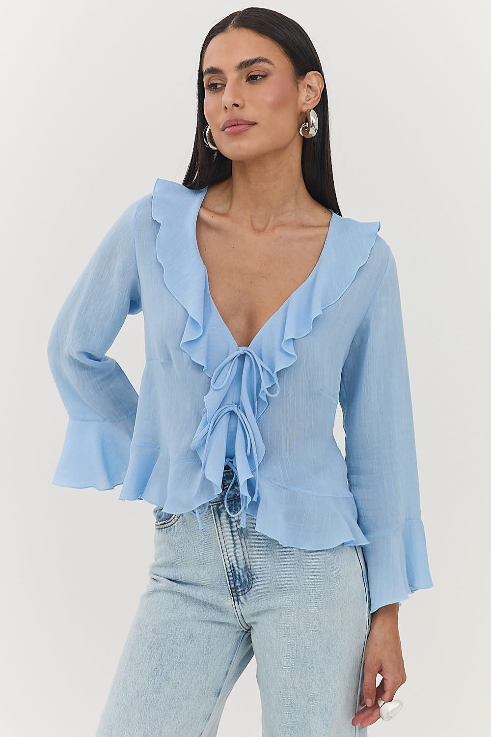 Calça Jeans Feminina com Detalhe Barra Wide Leg Miranda