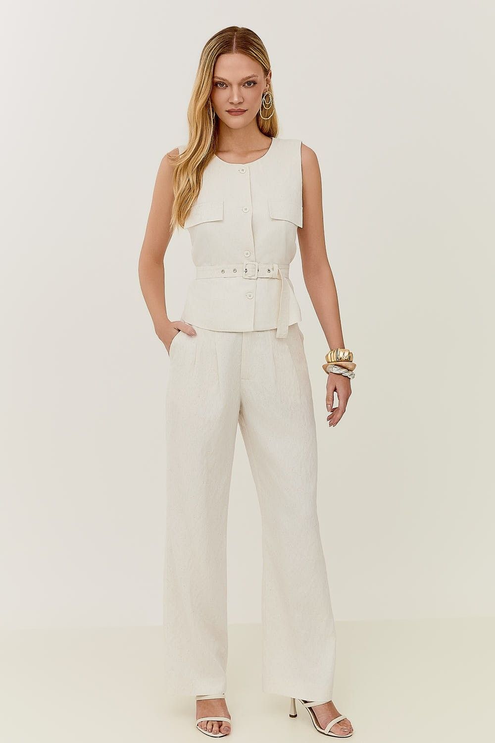Blusa Feminina Colete com Cinto Yasmin