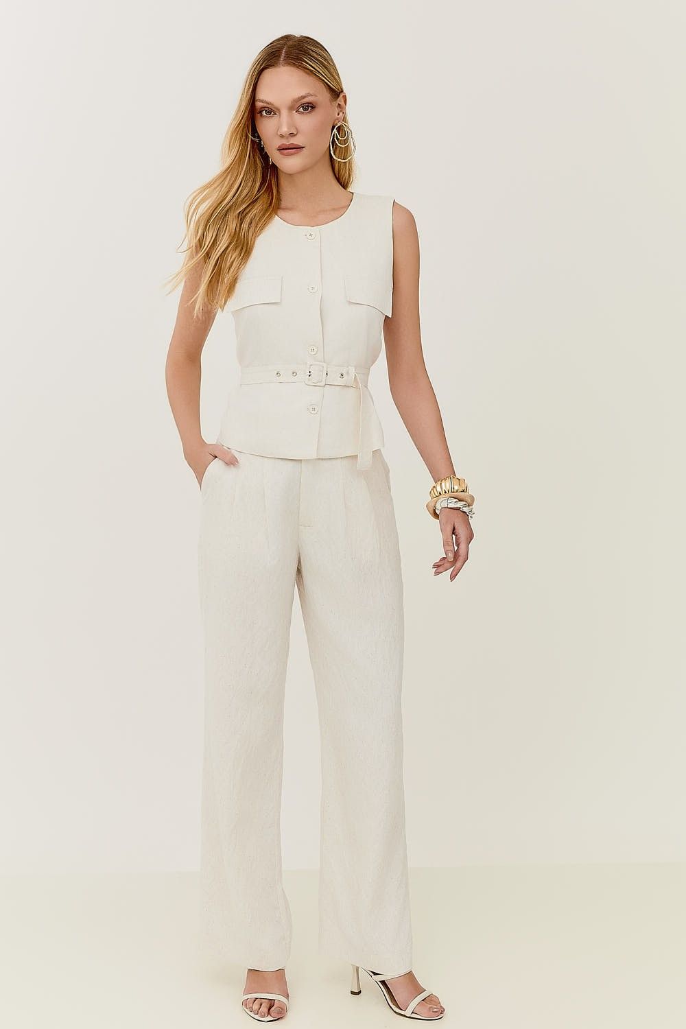 Blusa Feminina Colete com Cinto Yasmin