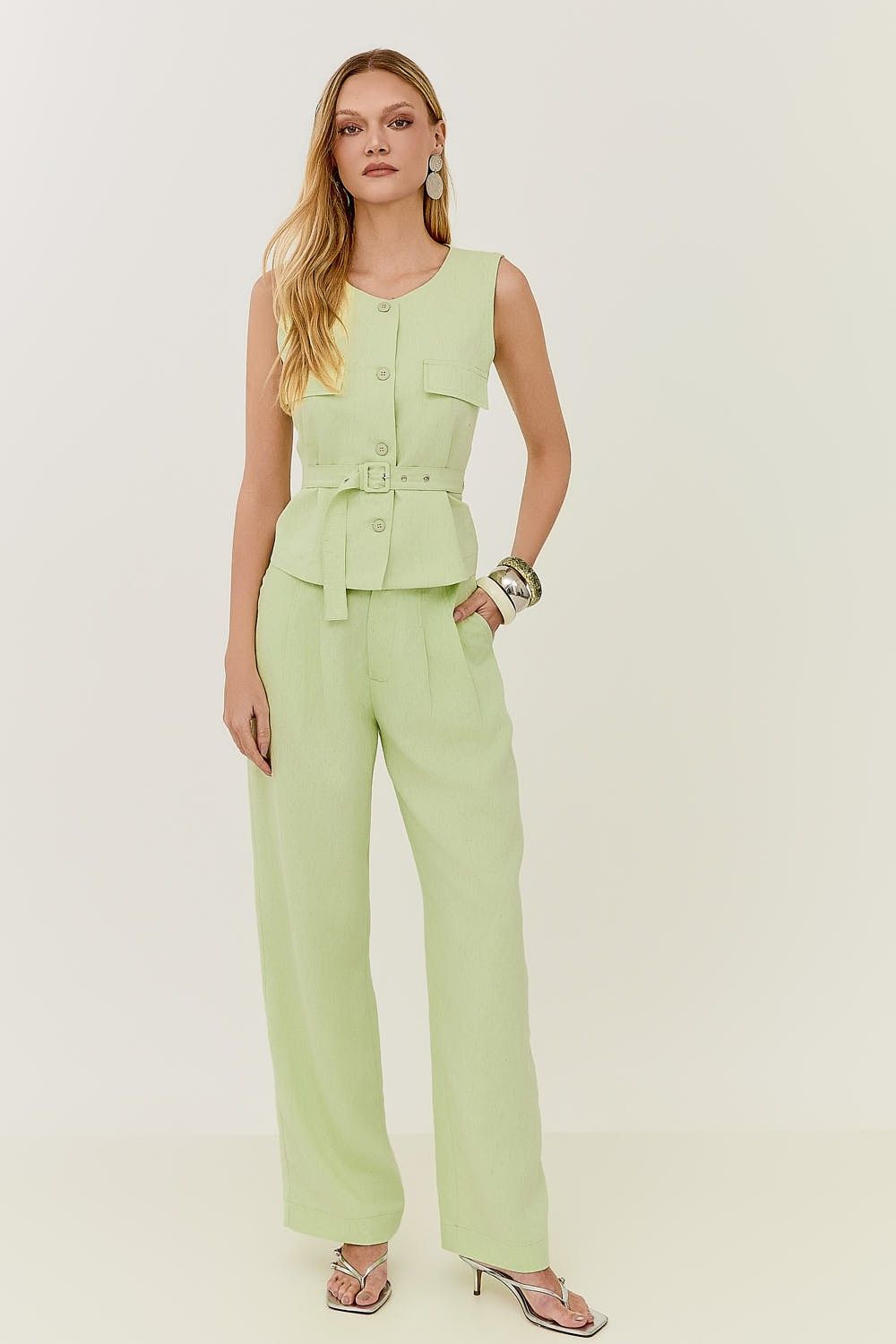 Blusa Feminina Colete com Cinto Yasmin