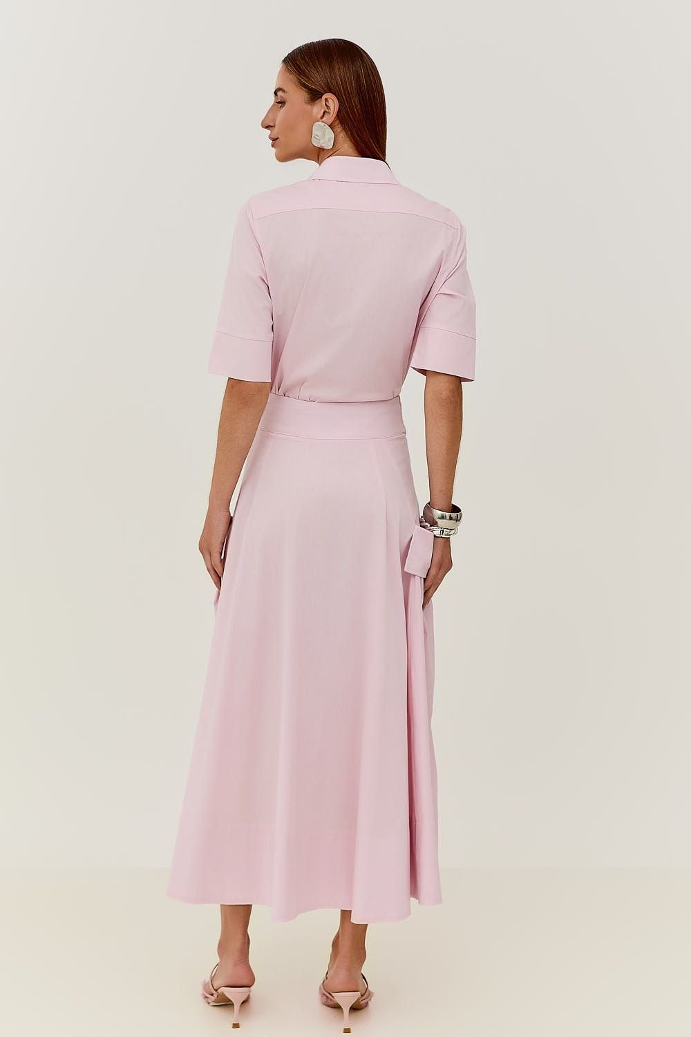 Saia Midi Com Faixa e Bolsos Tricoline Andreia 