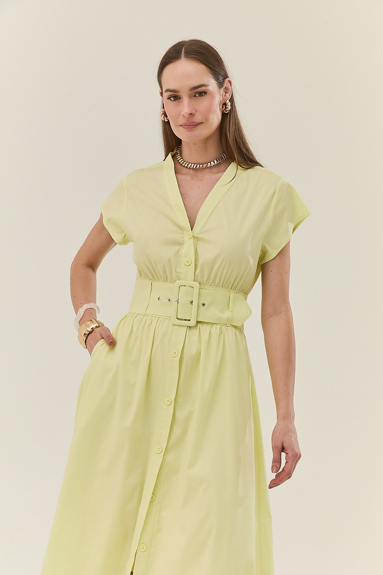 Vestido Midi Tricoline Andreia