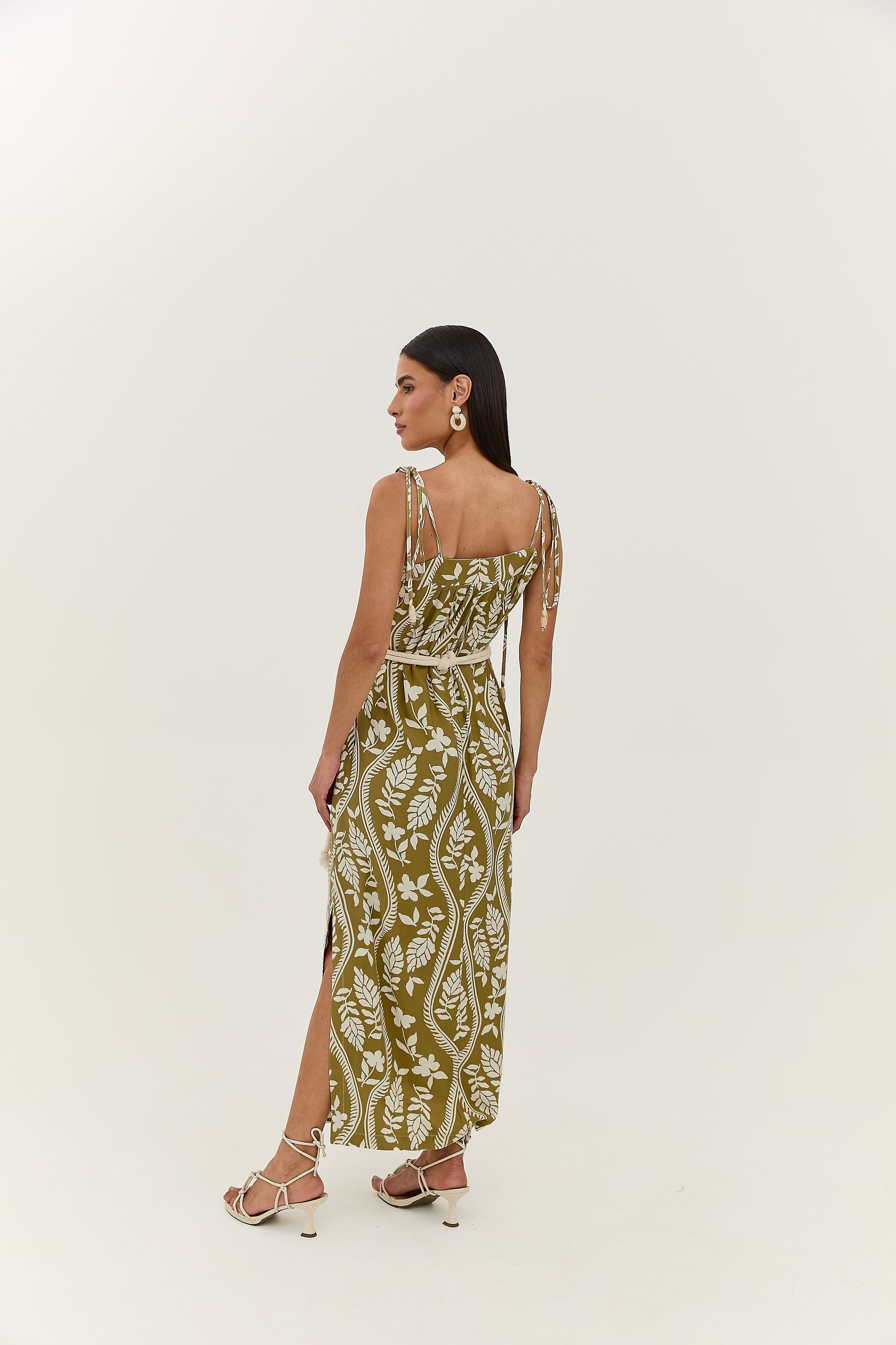 Vestido Midi Floral com Cinto Iris