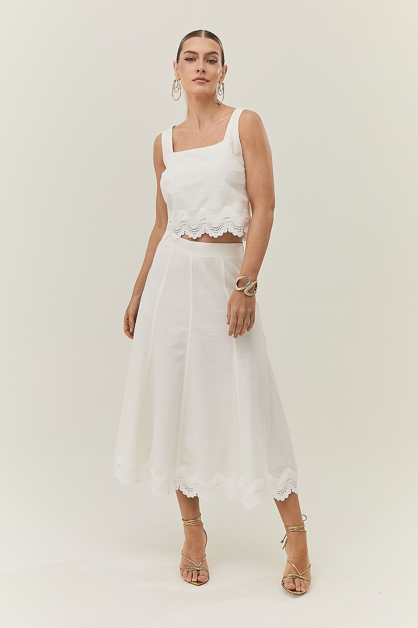 Saia Midi Renda Yasmin