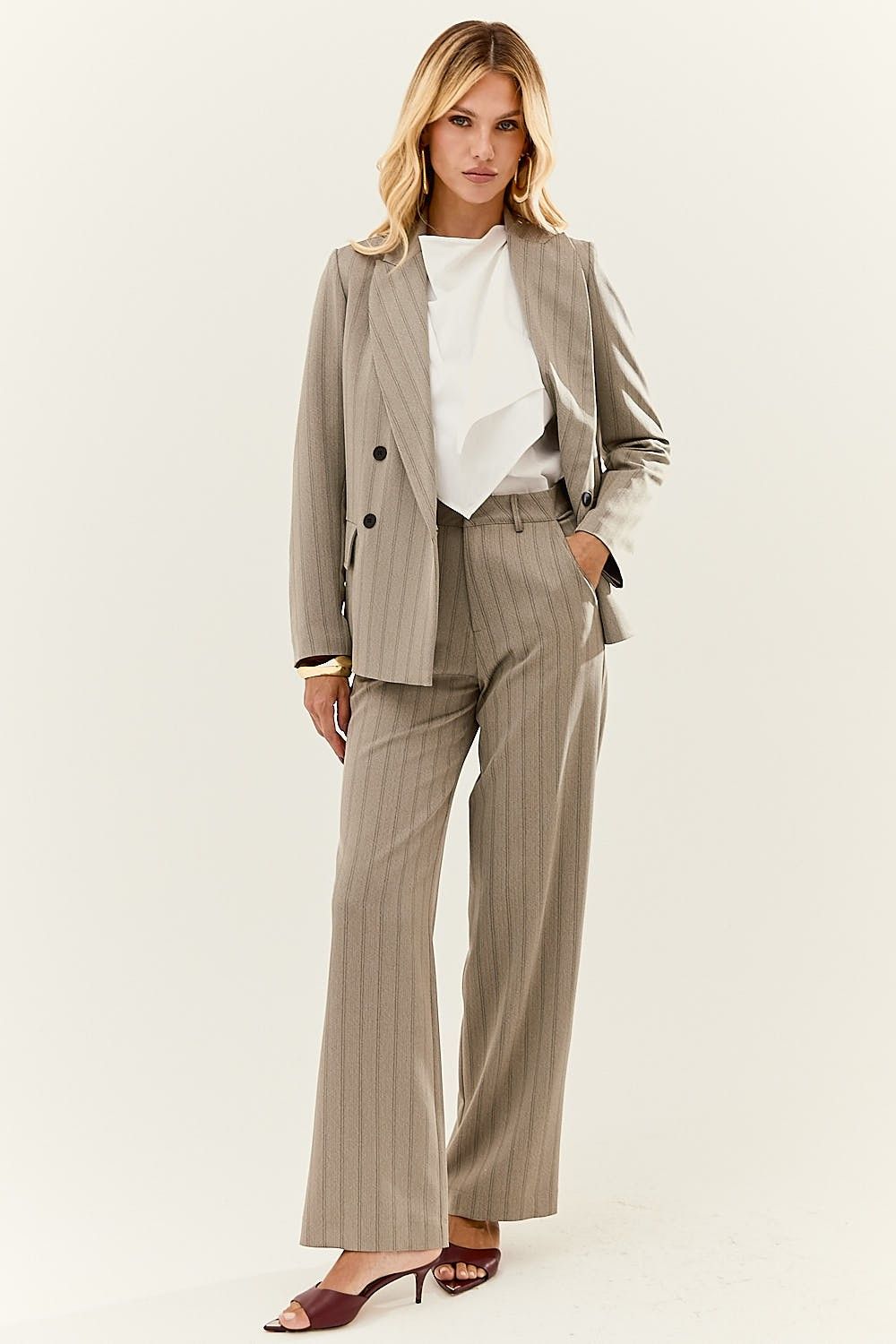 Blazer Alfaiataria Feminino Listrado Chevron Nelly