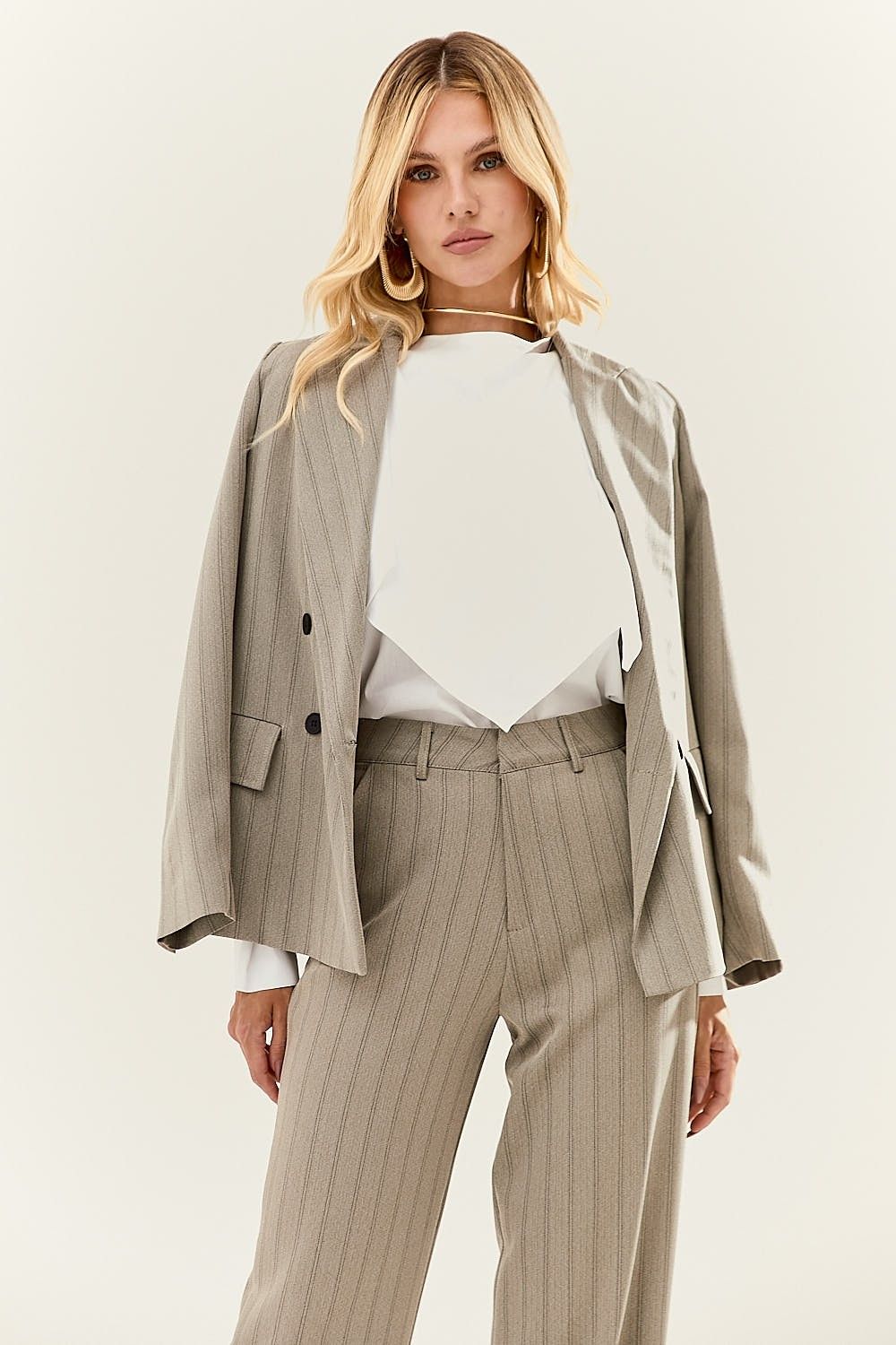 Blazer Alfaiataria Feminino Listrado Chevron Nelly