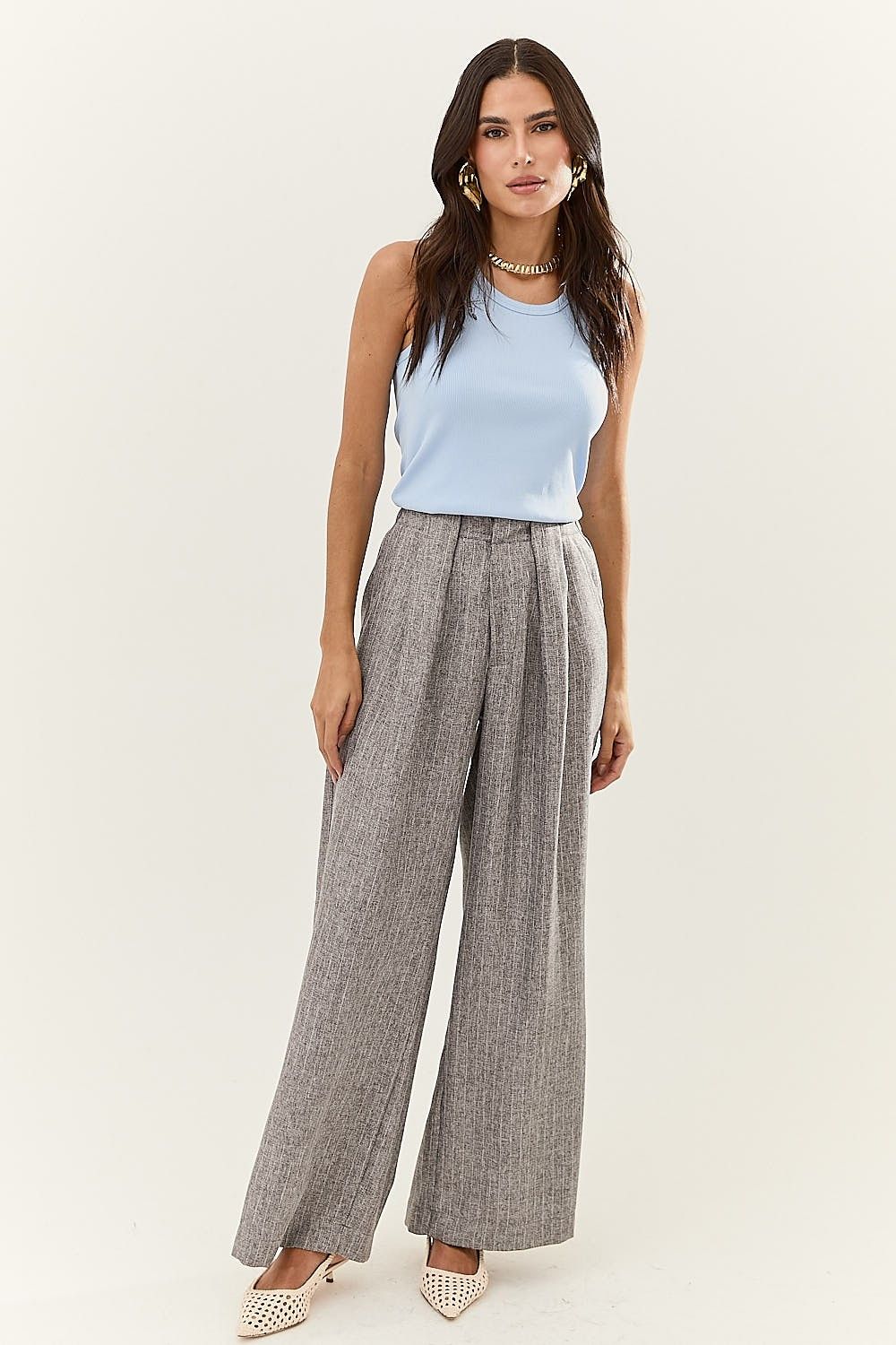 Calça Pantalona Feminina em Tweed Silvia