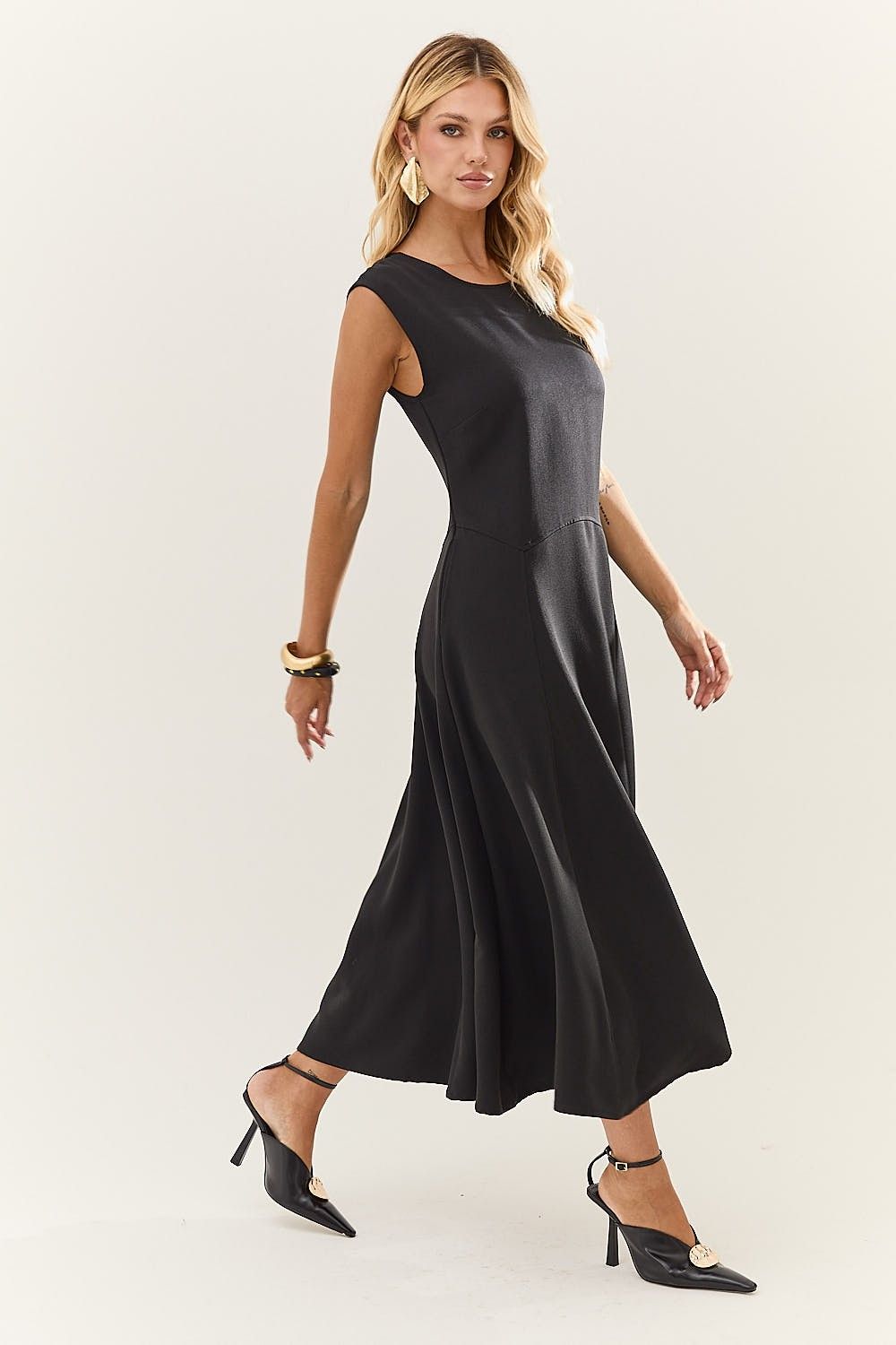 Vestido Midi Saia com Pregas Lexi