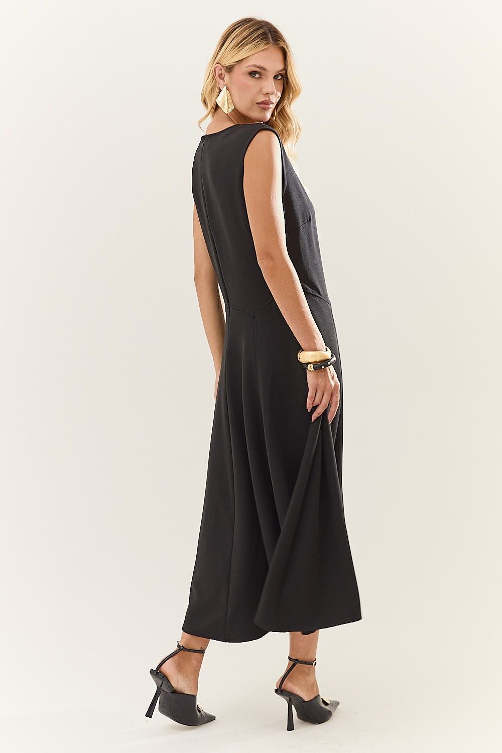 Vestido Midi Saia com Pregas Lexi