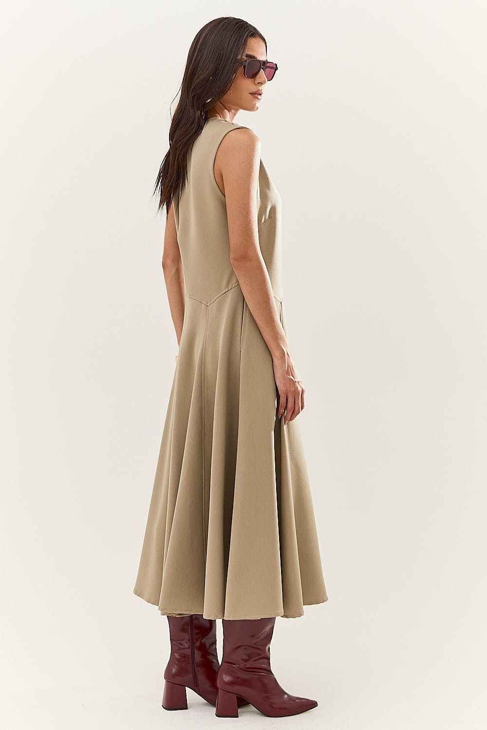 Vestido Midi Saia com Pregas Lexi