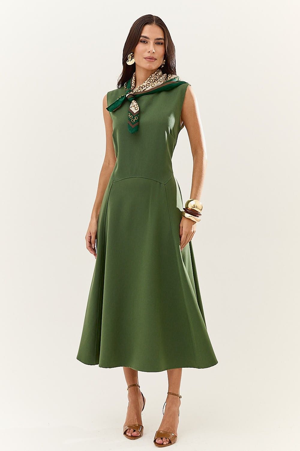Vestido Midi Saia com Pregas Lexi
