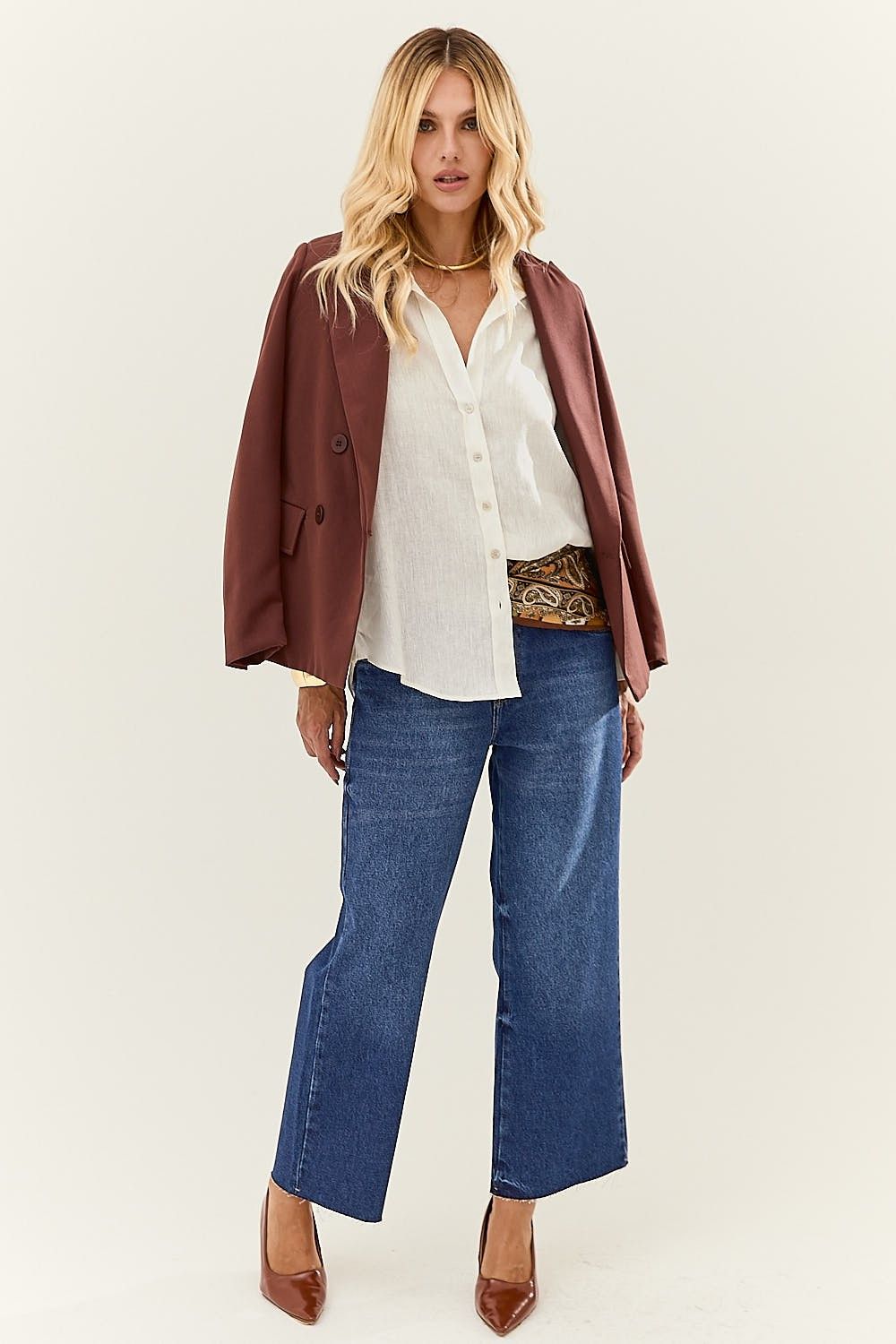 Camisa Branca Feminina Tricoline Emanuelle