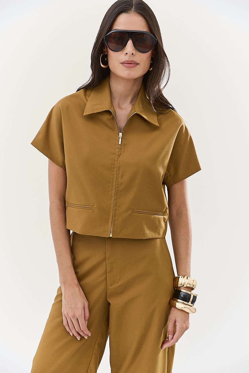 Blusa Feminina Manga curta com Zíper Esther