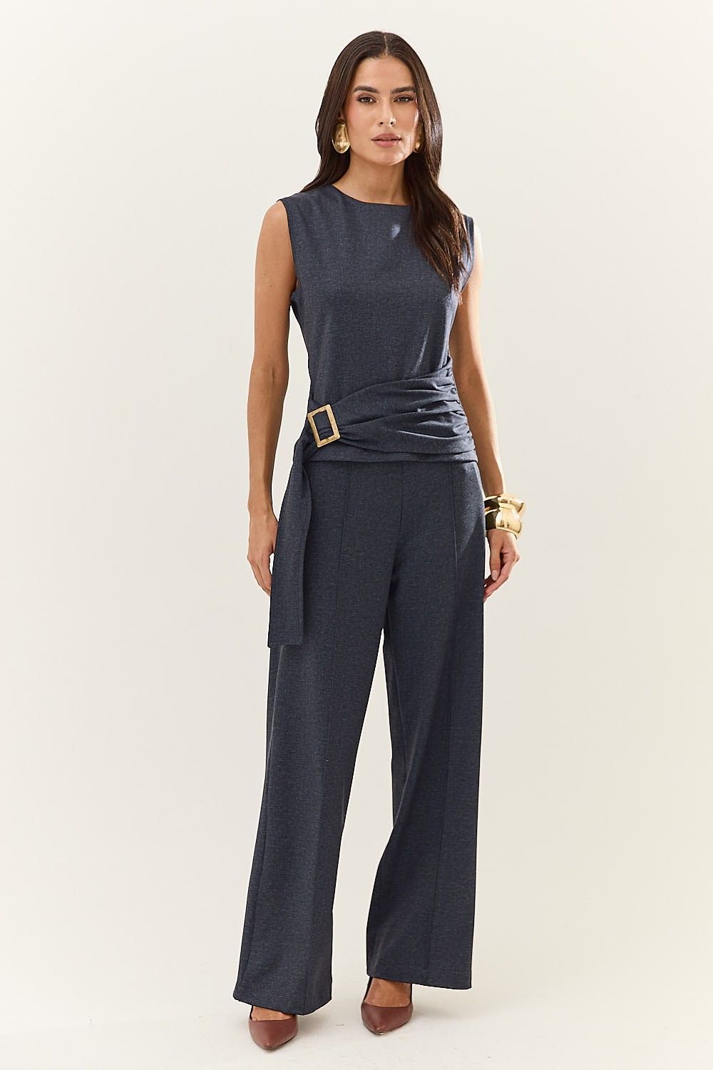 Blusa Regata Malha e Detalhe Assimétrico Ashley
