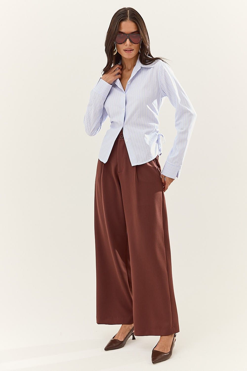 Camisa Feminina Listrada com Amarração Lara