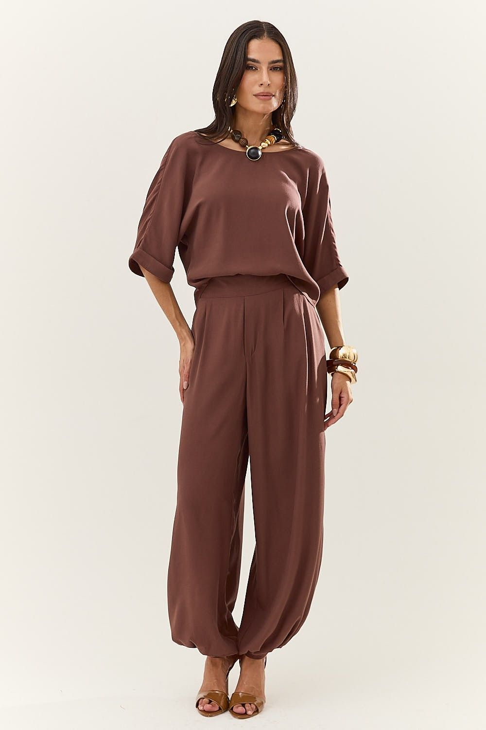 Calça Aladim Feminina com Bolsos e Cós Patrícia