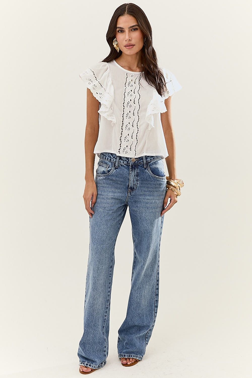 Calça Reta Feminina Jeans Cool Dany