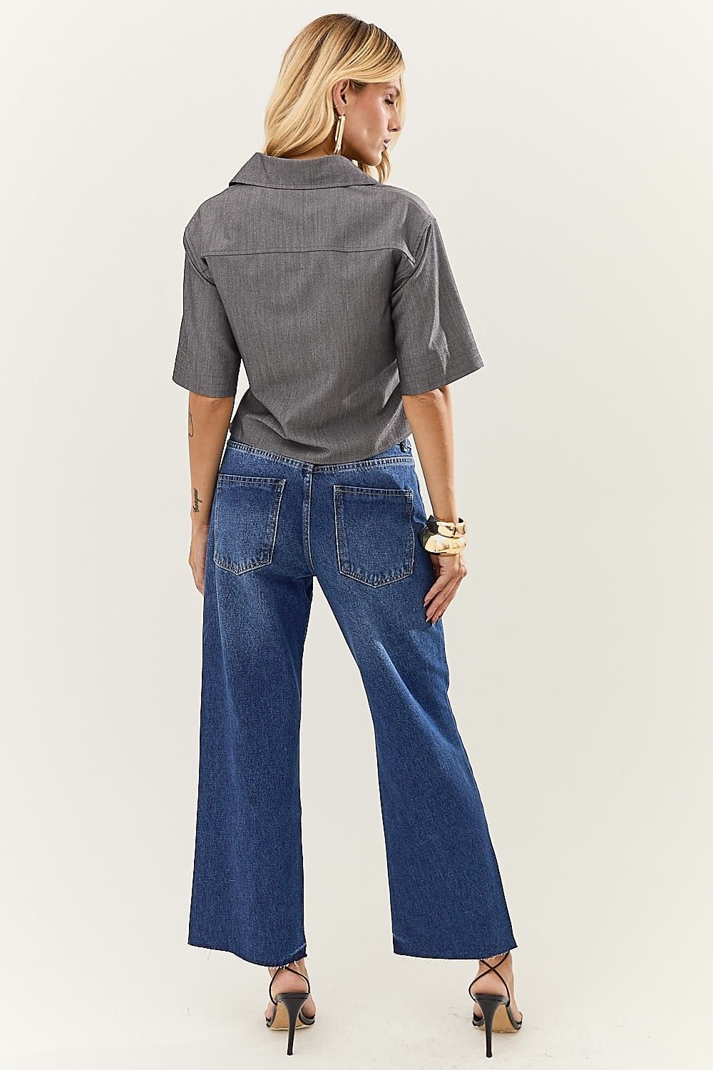 Calça Pantacourt Feminina Jeans Clássico Paola