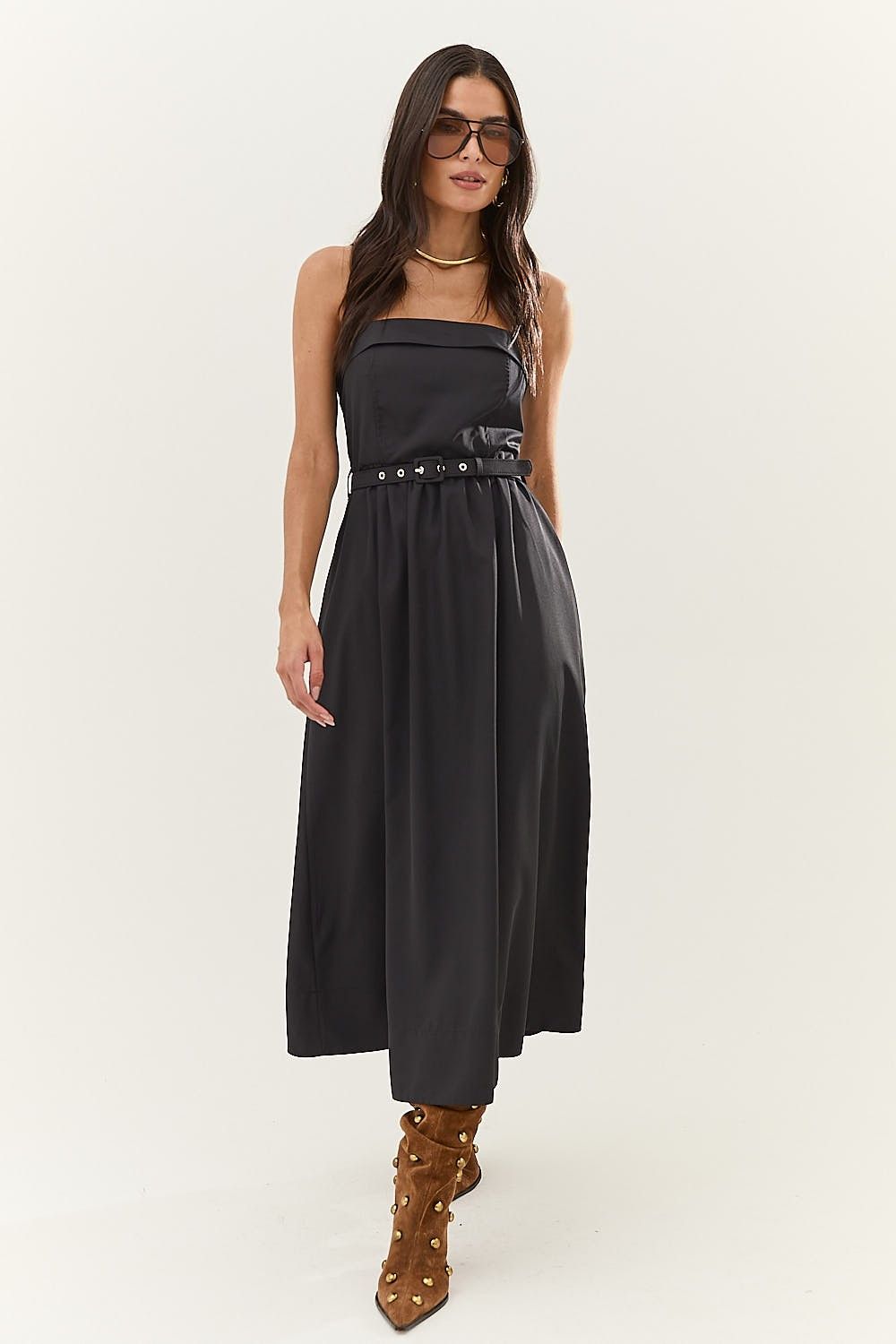 Vestido Midi Alças com Cinto Daniela
