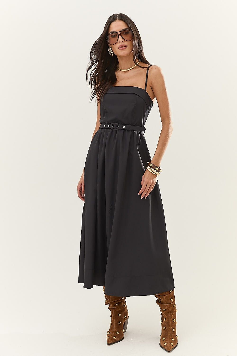 Vestido Midi Alças com Cinto Daniela
