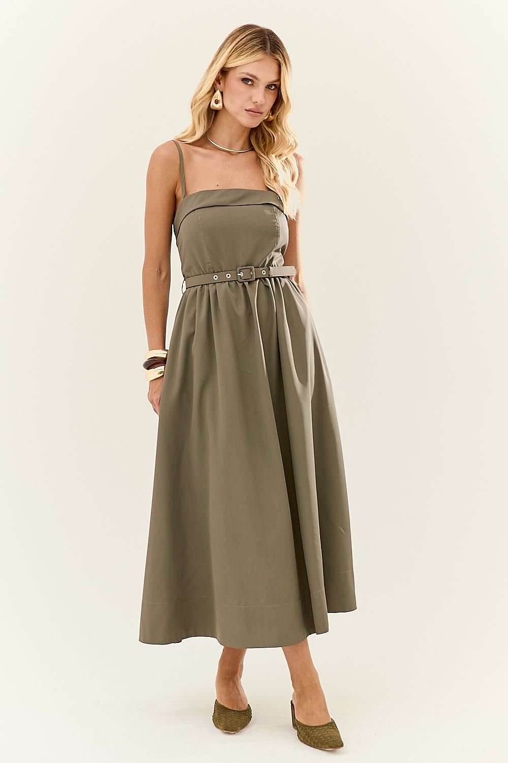 Vestido Midi Alças com Cinto Daniela