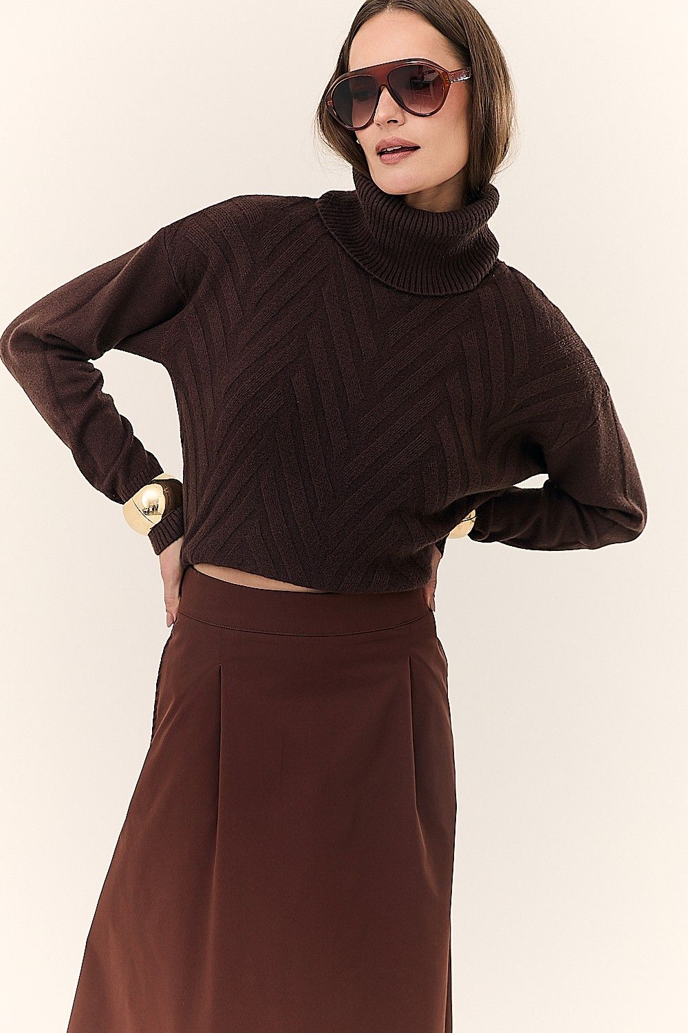Blusa Feminina Gola Alta Tricot Charlot