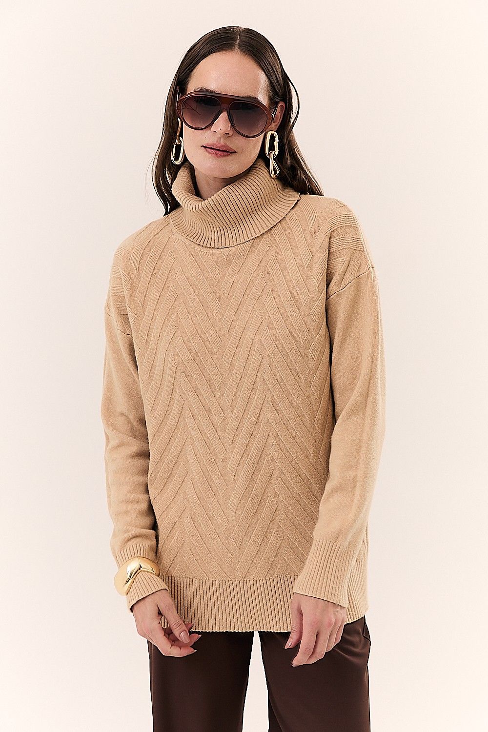 Blusa Feminina Gola Alta Tricot Charlot