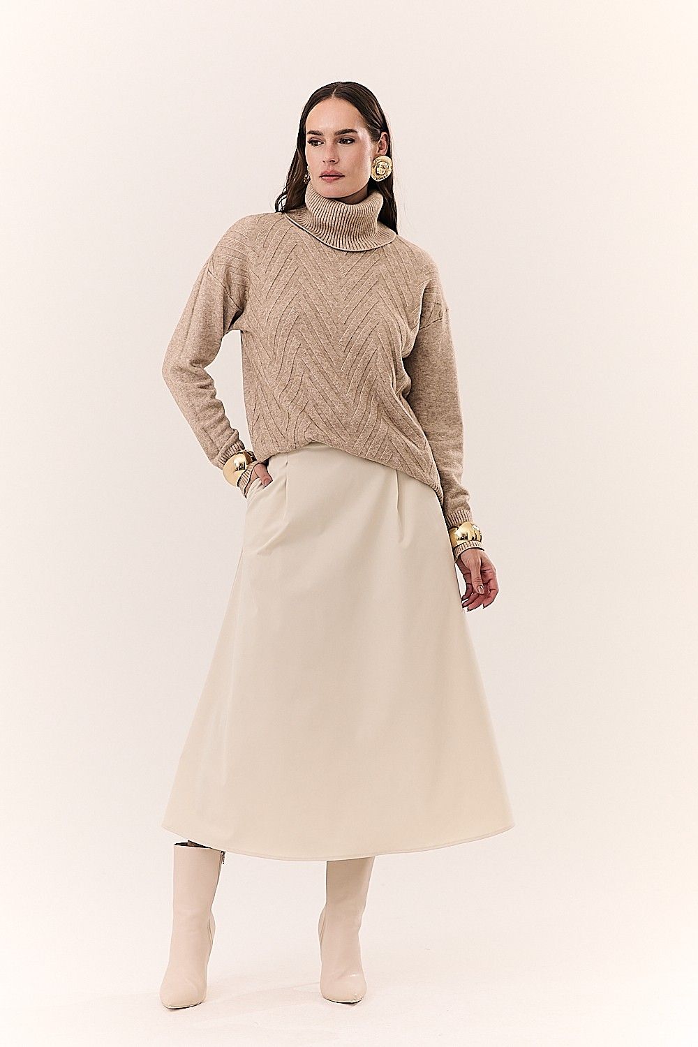 Blusa Feminina Gola Alta Tricot Charlot