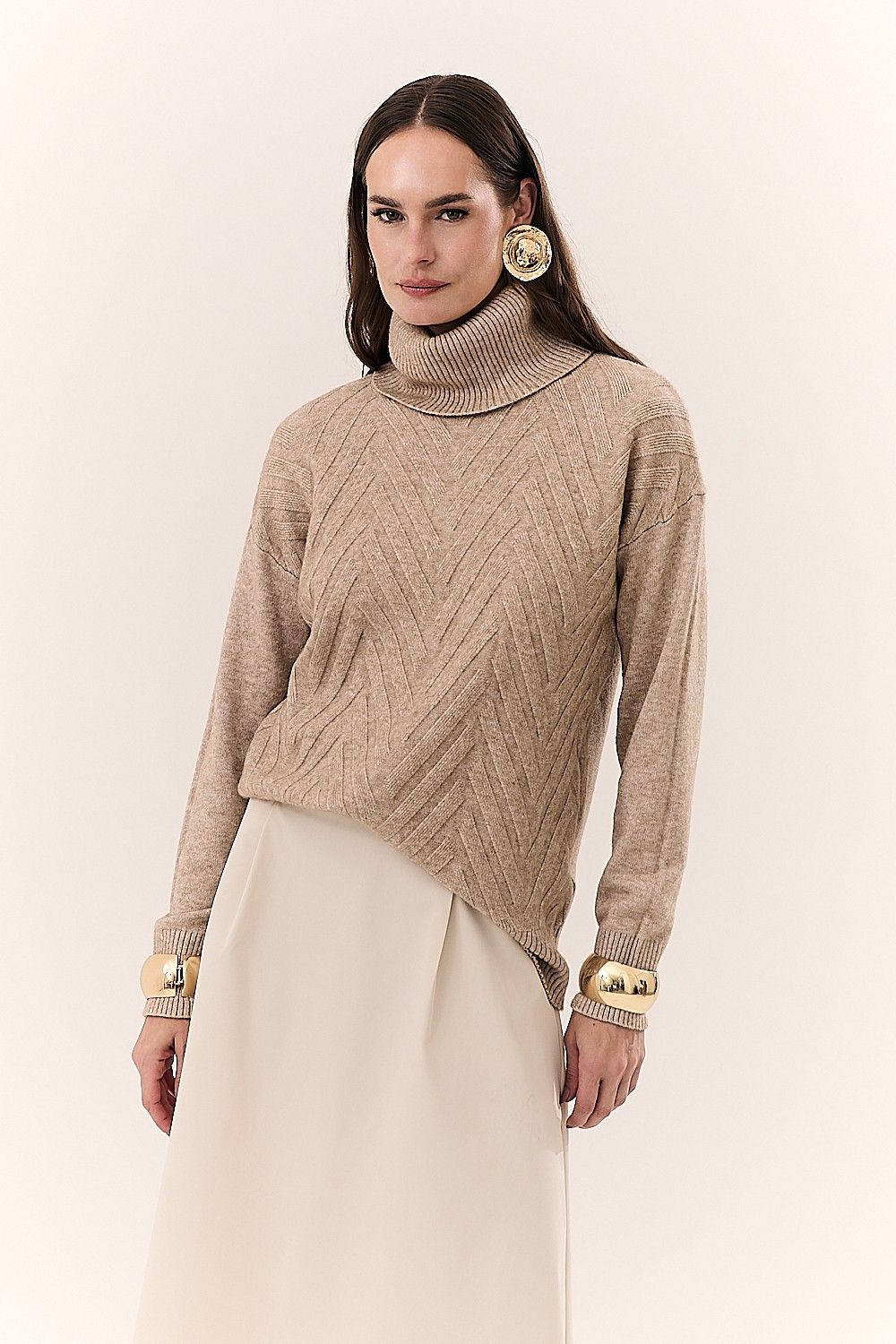 Blusa Feminina Gola Alta Tricot Charlot