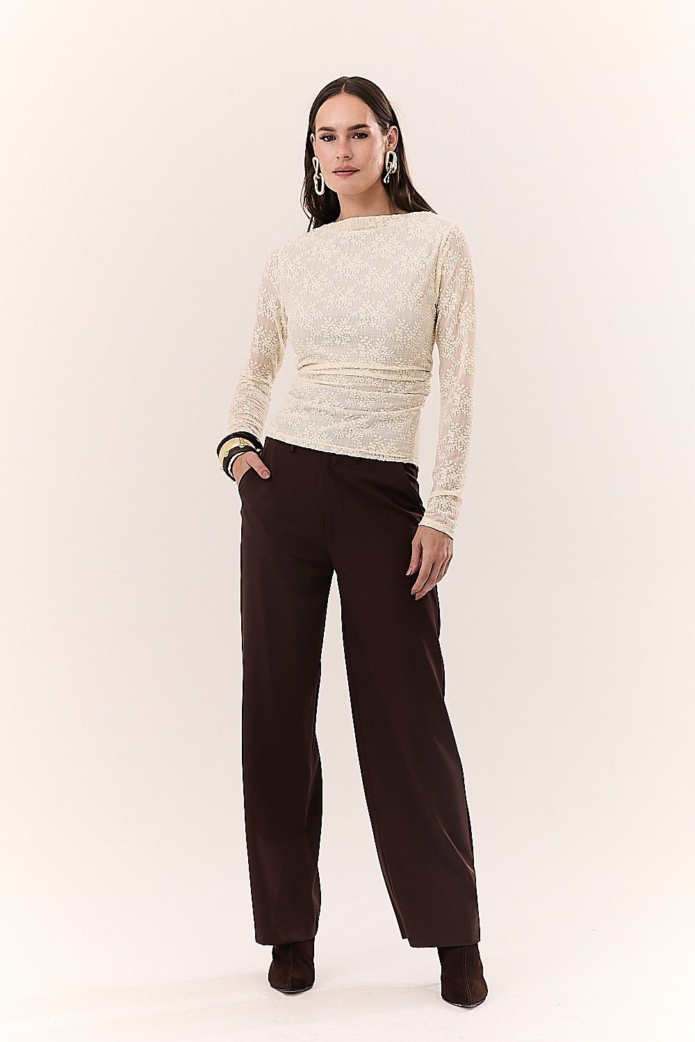 Blusa Renda Feminina Manga Longa Claudia