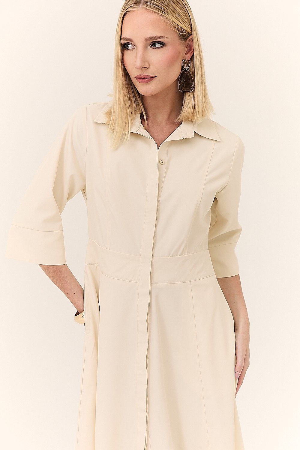 Vestido Midi Chemise Detalhe Botões Daniela
