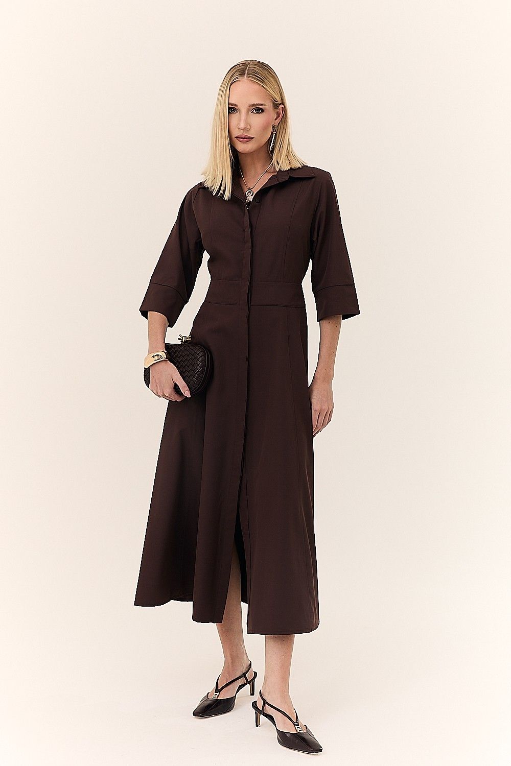Vestido Midi Chemise Detalhe Botões Daniela