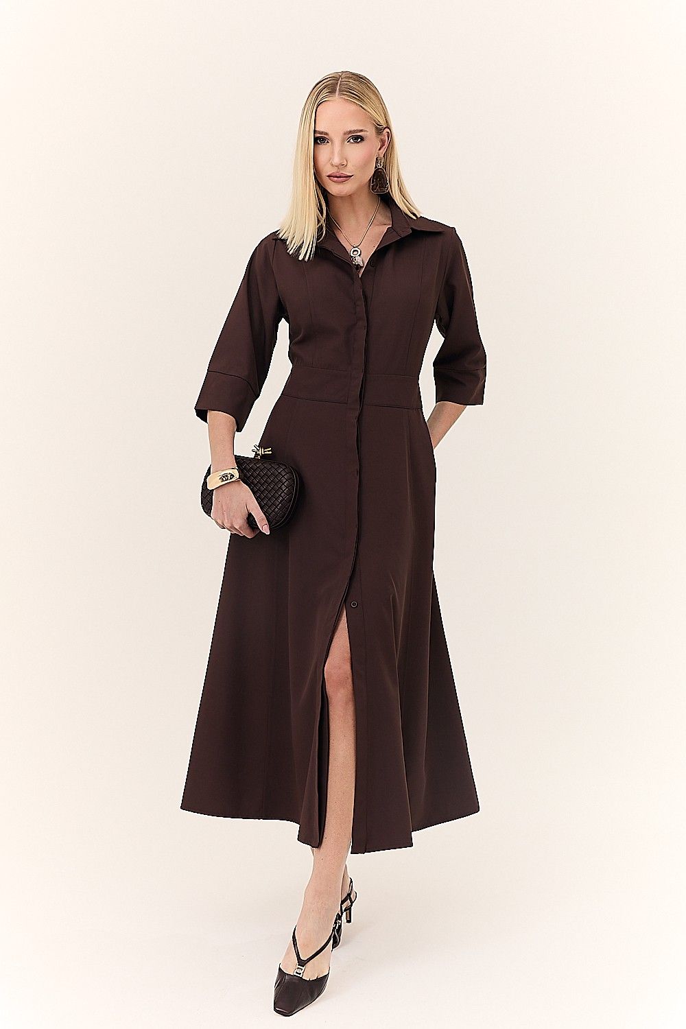 Vestido Midi Chemise Detalhe Botões Daniela