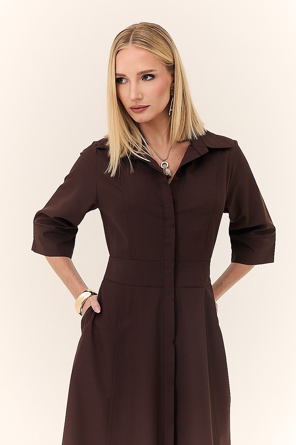 Vestido Midi Chemise Detalhe Botões Daniela