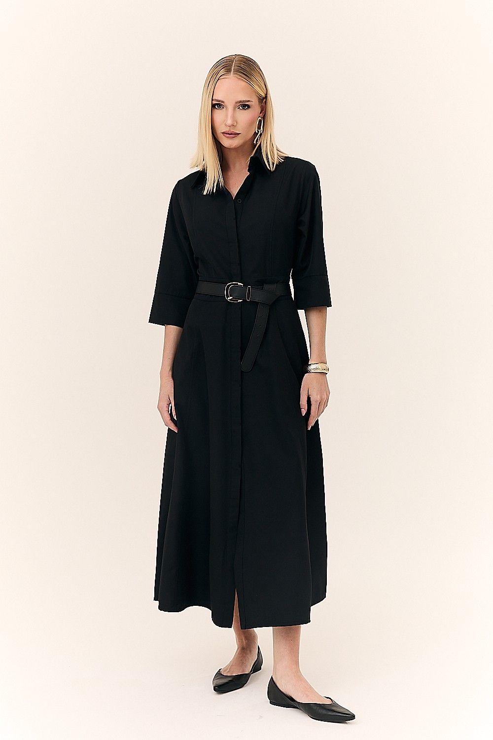 Vestido Midi Chemise Detalhe Botões Daniela