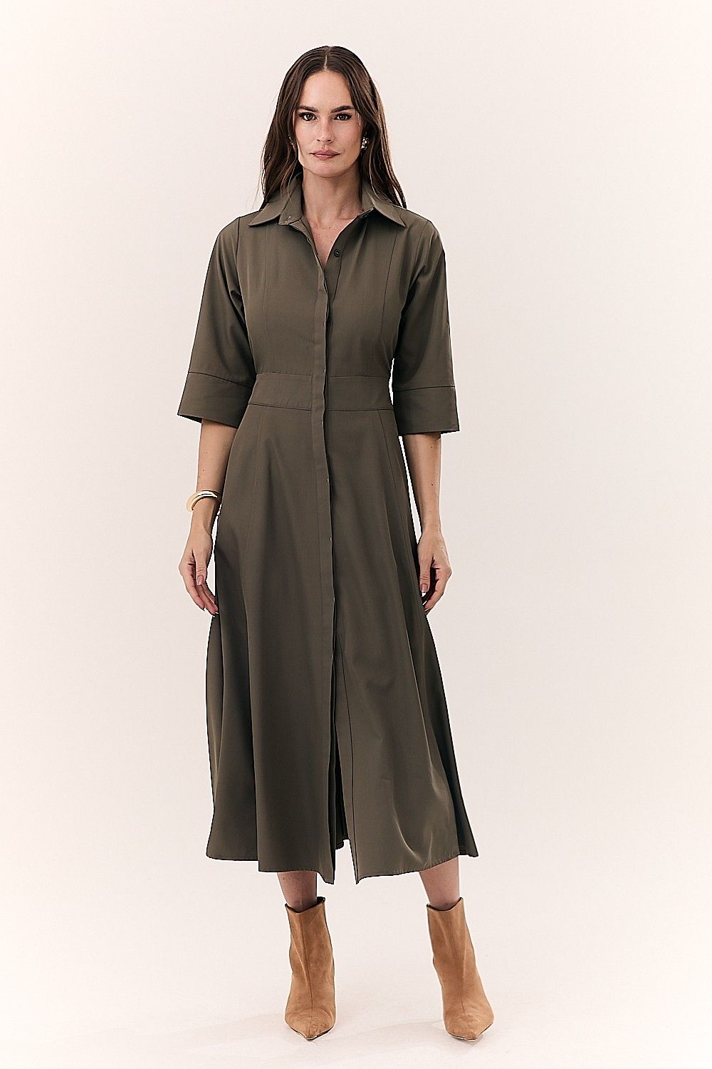 Vestido Midi Chemise Detalhe Botões Daniela